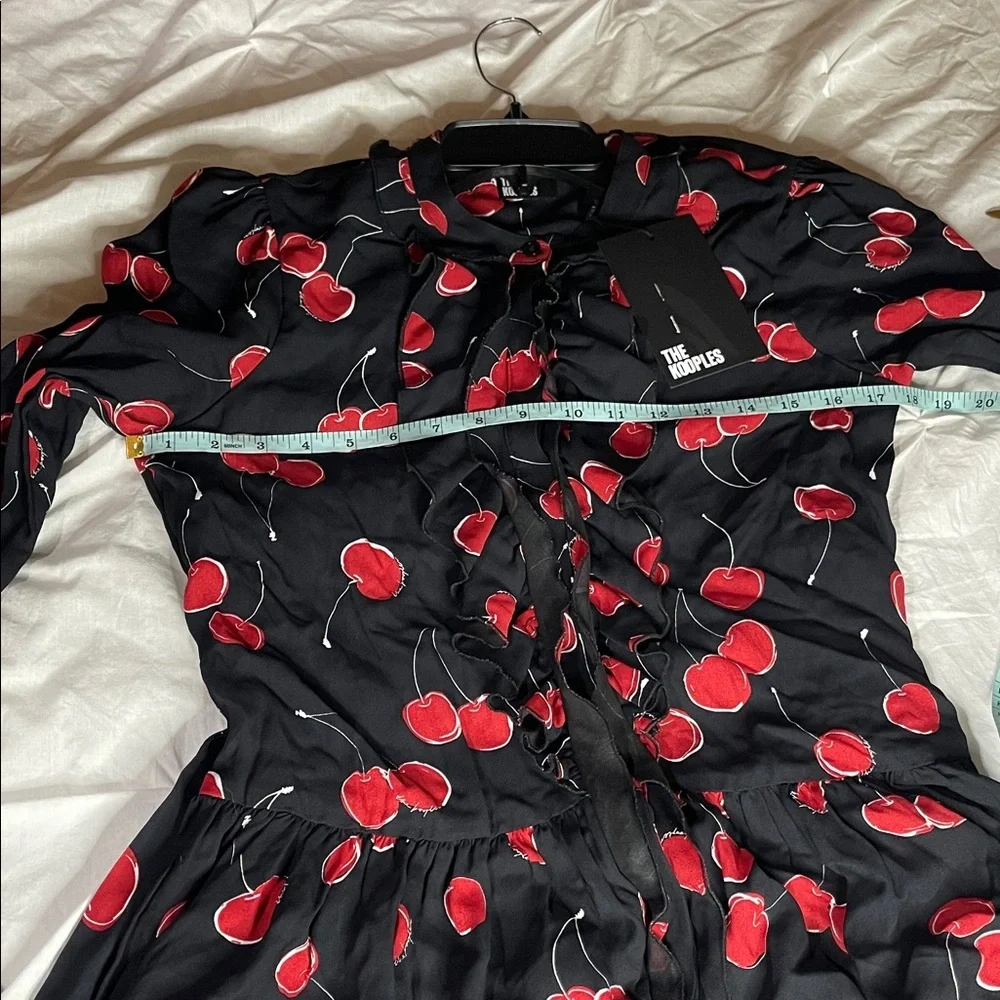 NWT The Kooples Short Cherry 🍒 Printed Black Dress Small - Picture 6 of 8